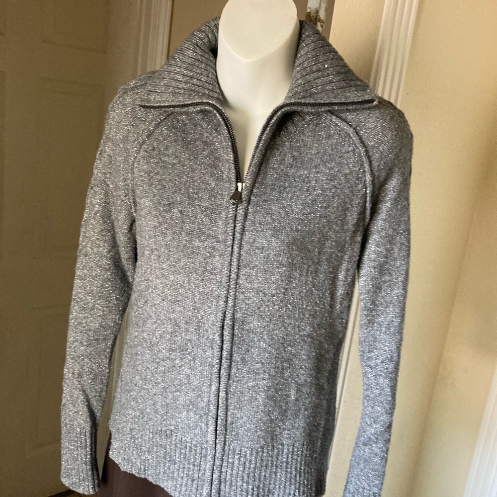 EDDIE BAUER wool blend sparkle knit sweater with zipper